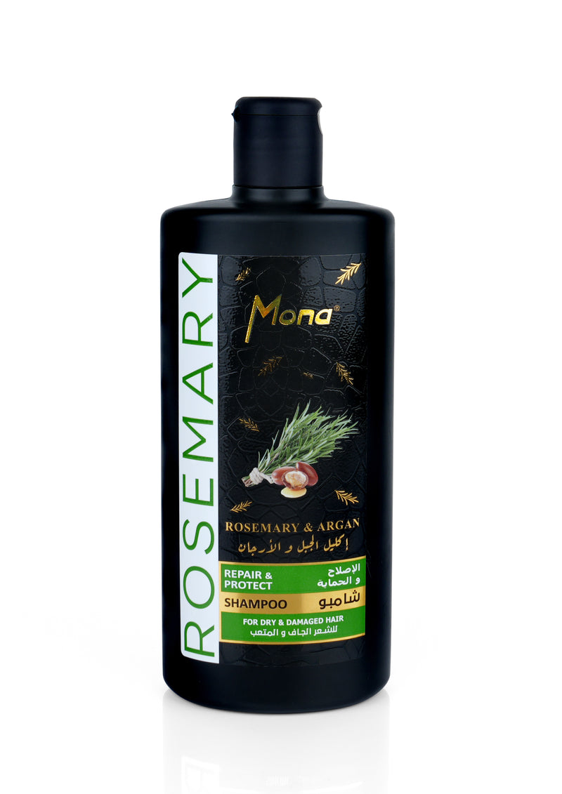 Mona Rosemary and Argan Strengthening Shampoo: Cleanses and Helps Strengthen Dry & brittle Hair - Volumizing Formula for Thicker Healthier Hair with Rosemary Essential Oil -Reduce Frizz and Add Shine to Damaged Hair for Men & Women 440ML